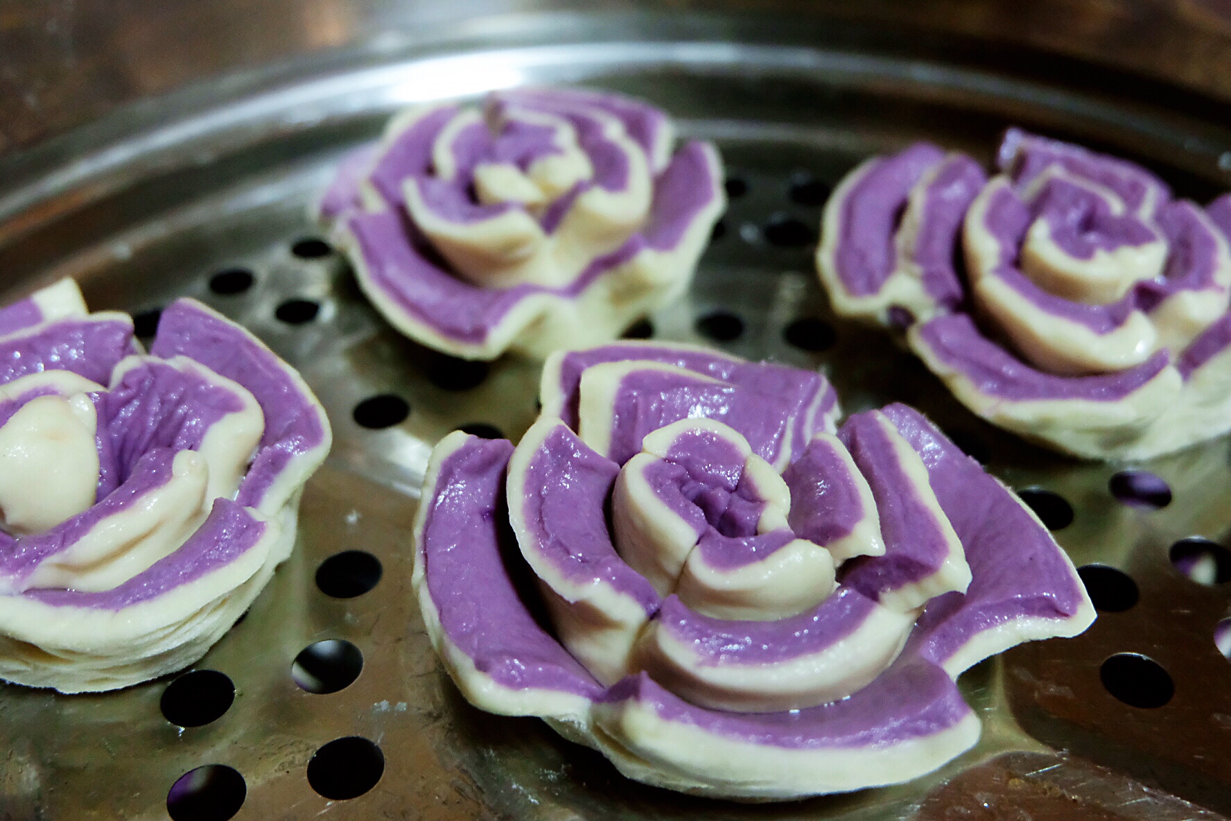 开花的紫薯馒头的做法 步骤8
