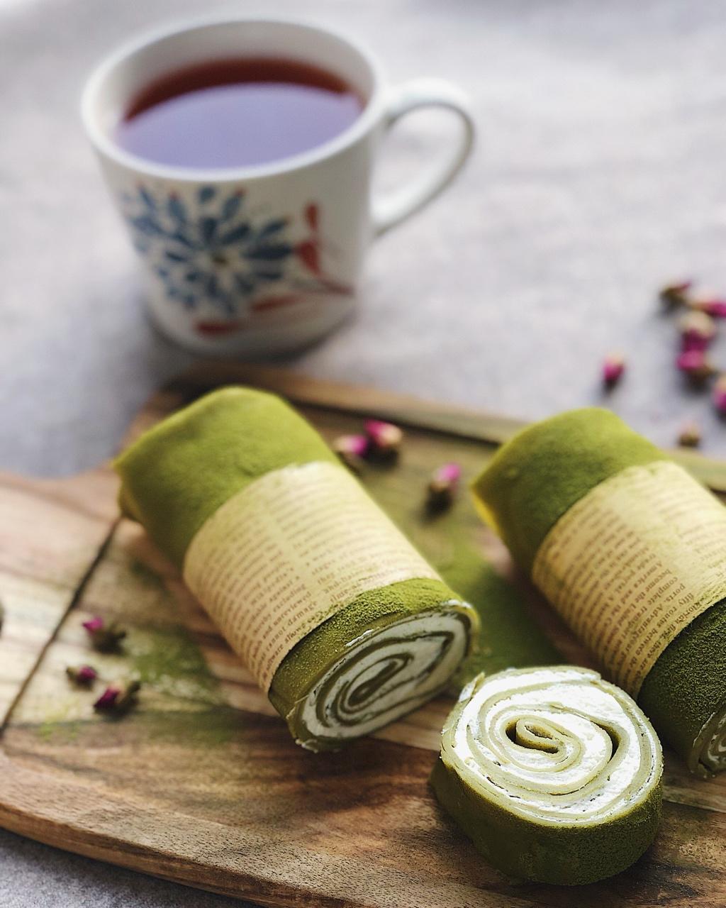 网红食谱│抹茶毛巾卷