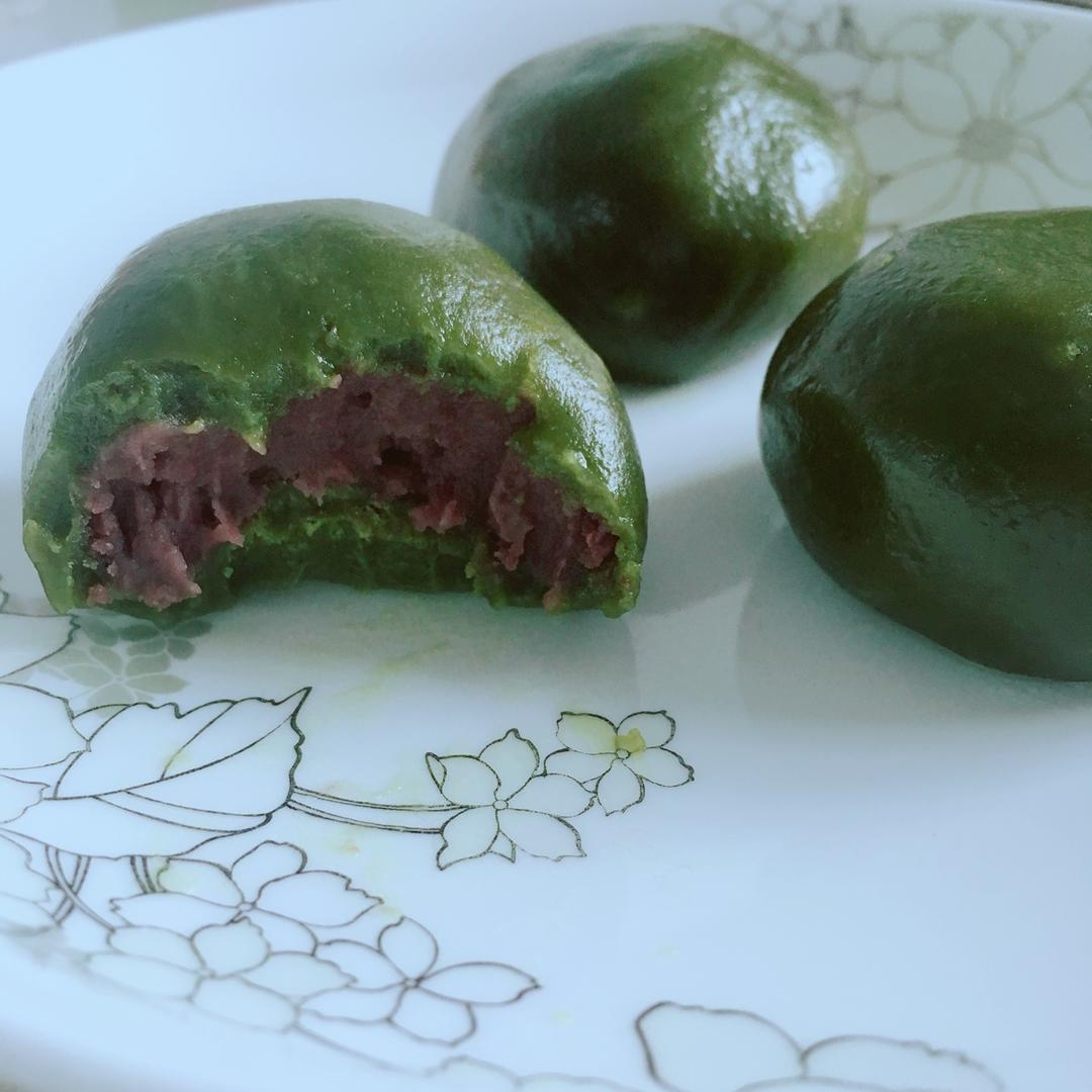 抹茶红豆青团&麦苗汁青团