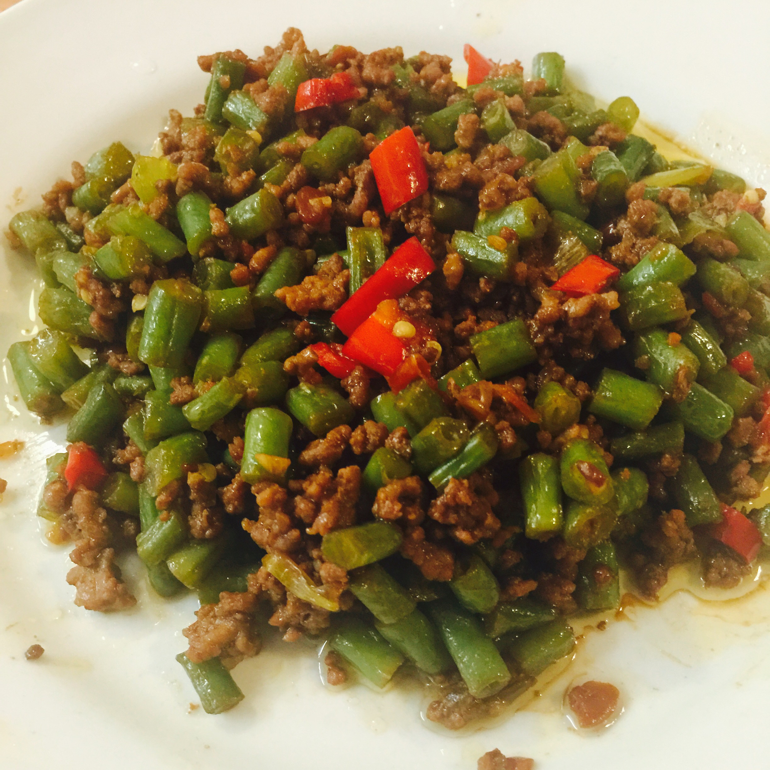 肉沫豆角下饭菜