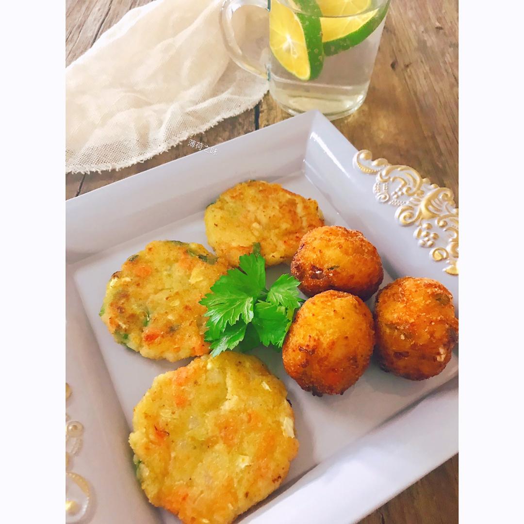虾仁土豆泥饼球【煎或炸😋】