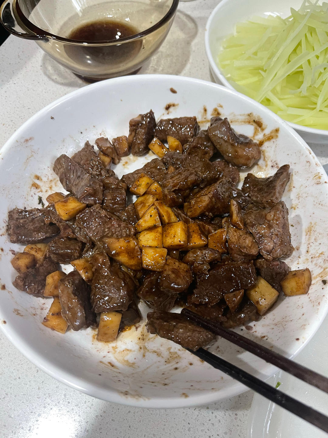 黑胡椒杏鲍菇牛肉粒