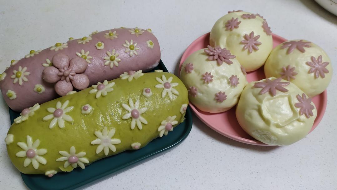 冬日里的一抹绿，小雏菊馒头*花儿馒头81