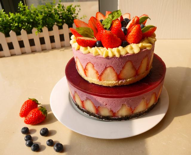 双层草莓蓝莓慕斯蛋糕【好事成双、莓开二度】