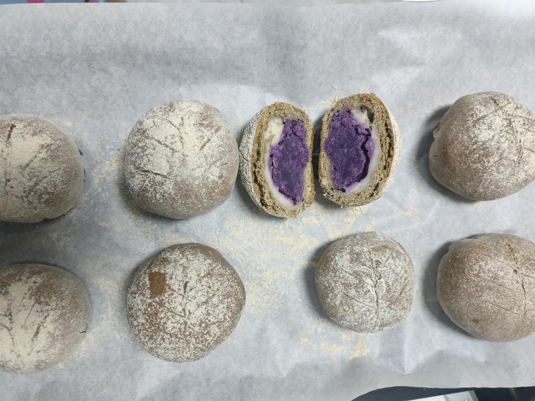 没有厨师机版的全麦紫薯欧包