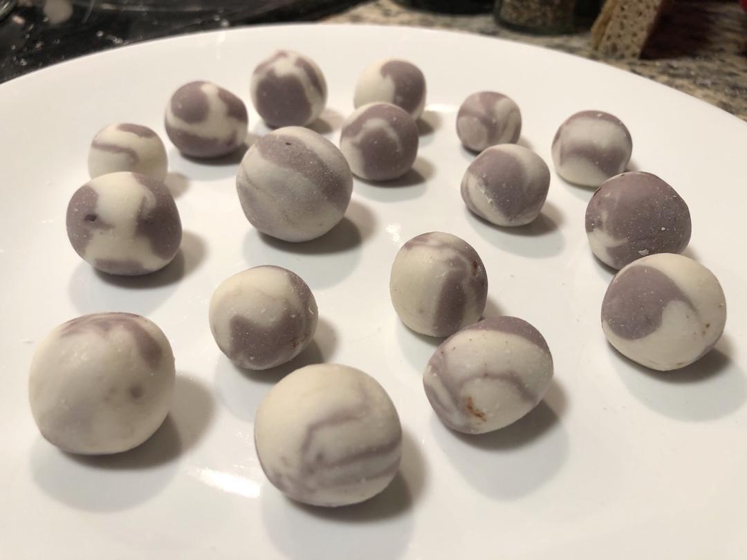 彩色雨花石汤圆（紫薯、南瓜、斑斓汁、红曲粉）