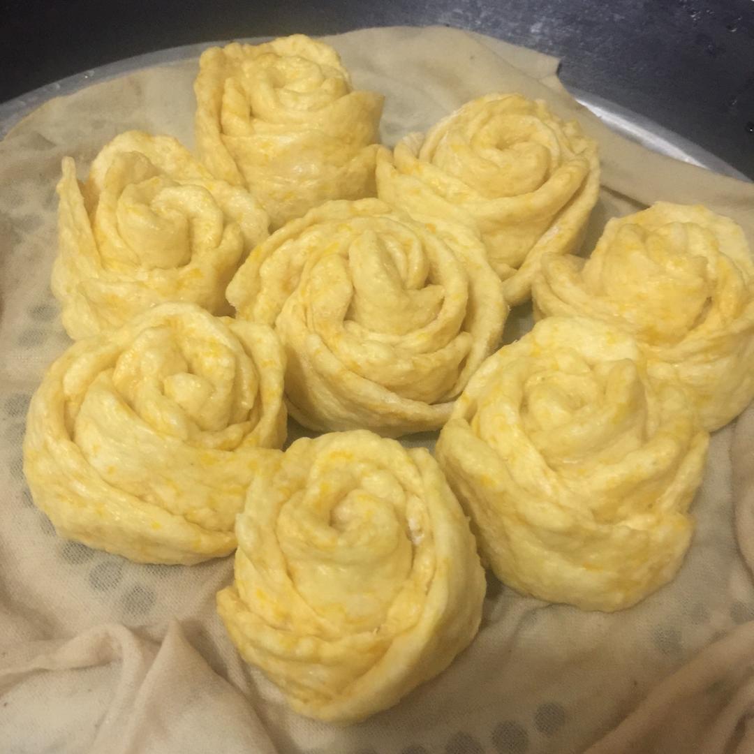 南瓜玫瑰馒头（一次发酵法）