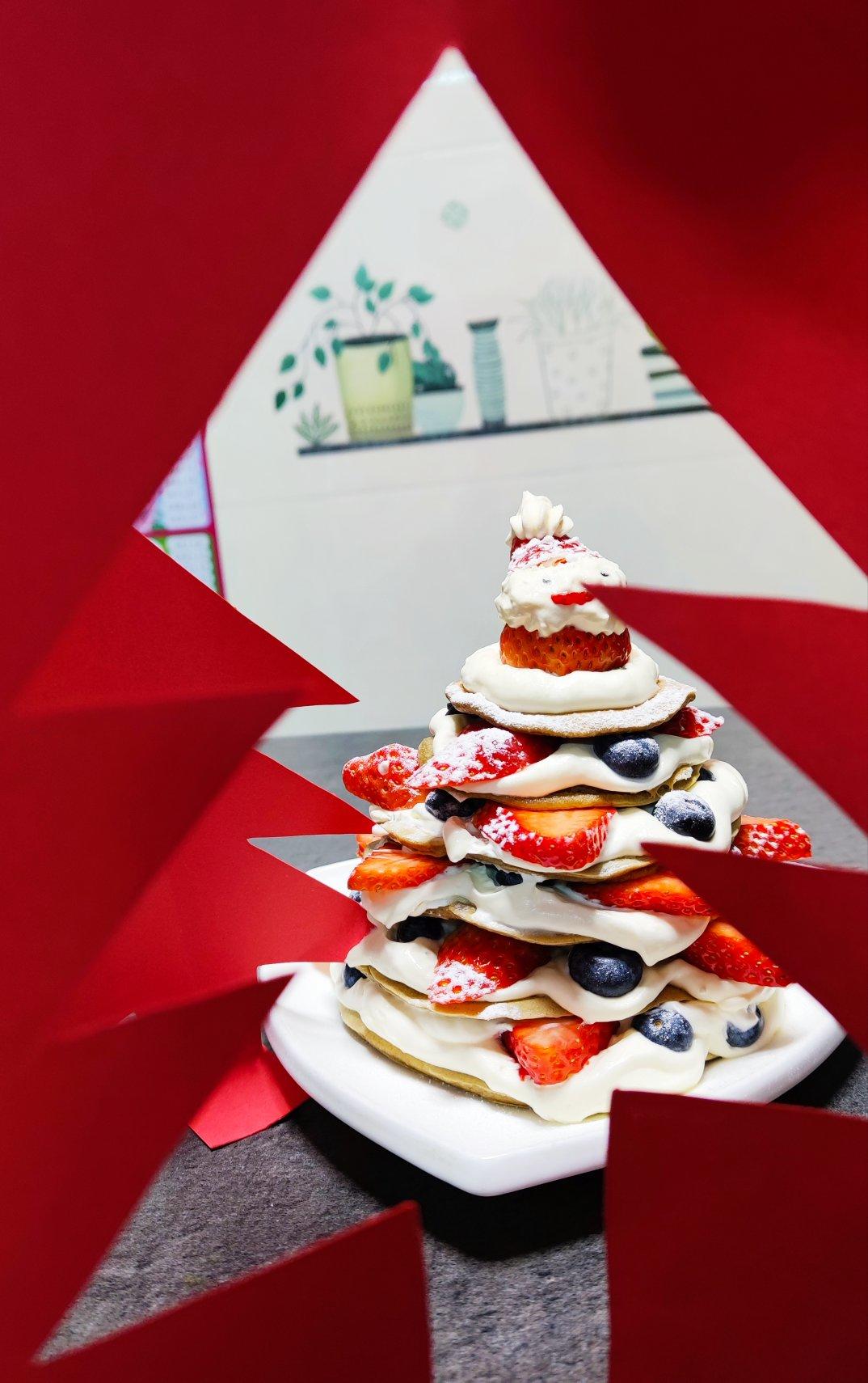 ‼️无需烤箱🌟好吃不胖的圣诞松饼蛋糕🎄