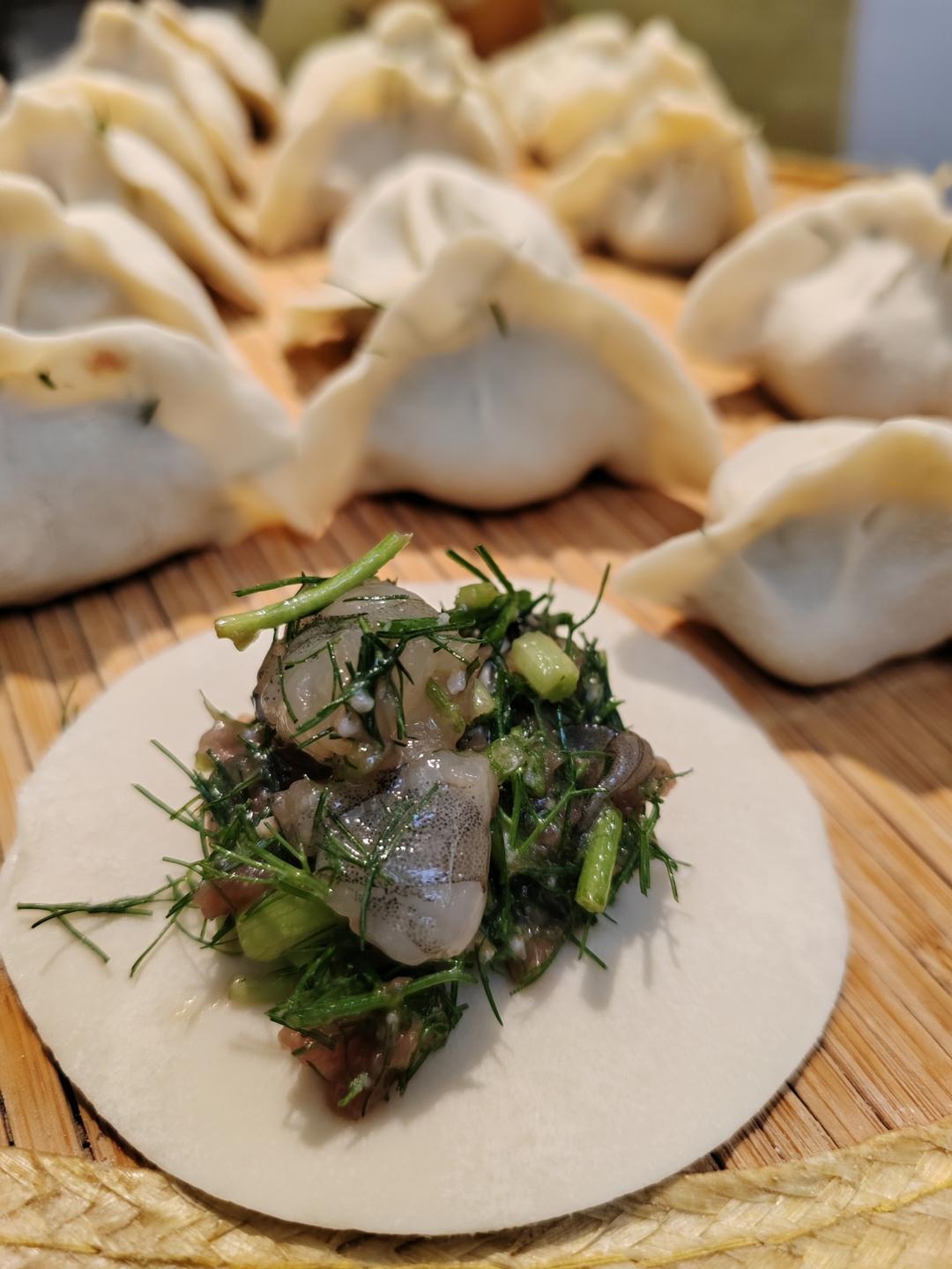 茴香猪肉扇贝丁饺子