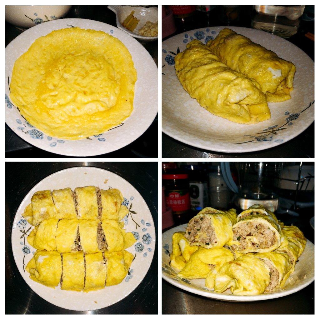 葱香肉末鸡蛋卷