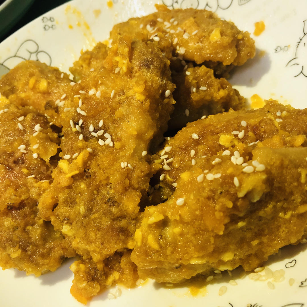 免烤箱，不用油炸，巨好吃的脆皮蛋黄鸡翅