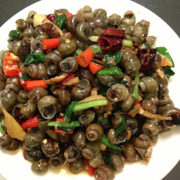 鲜竹酒做的辣炒田螺