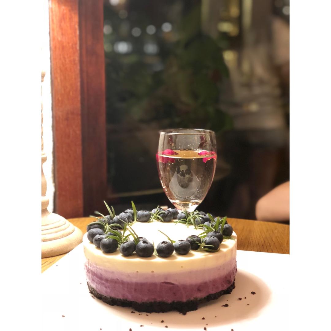 渐变蓝莓冻芝士蛋糕（免烤）