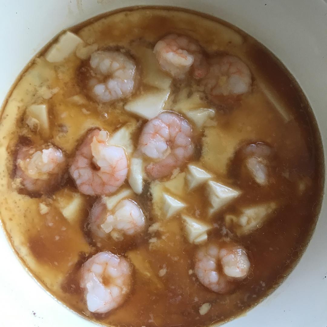 虾仁豆腐蒸水蛋