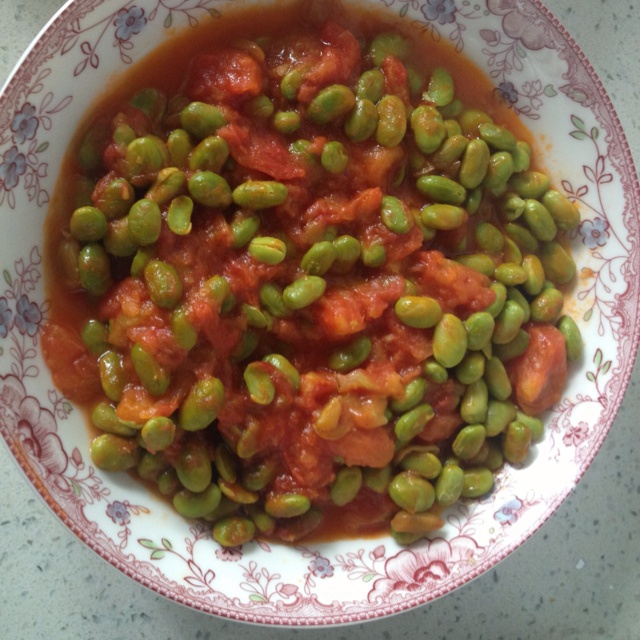 肉末番茄烧毛豆