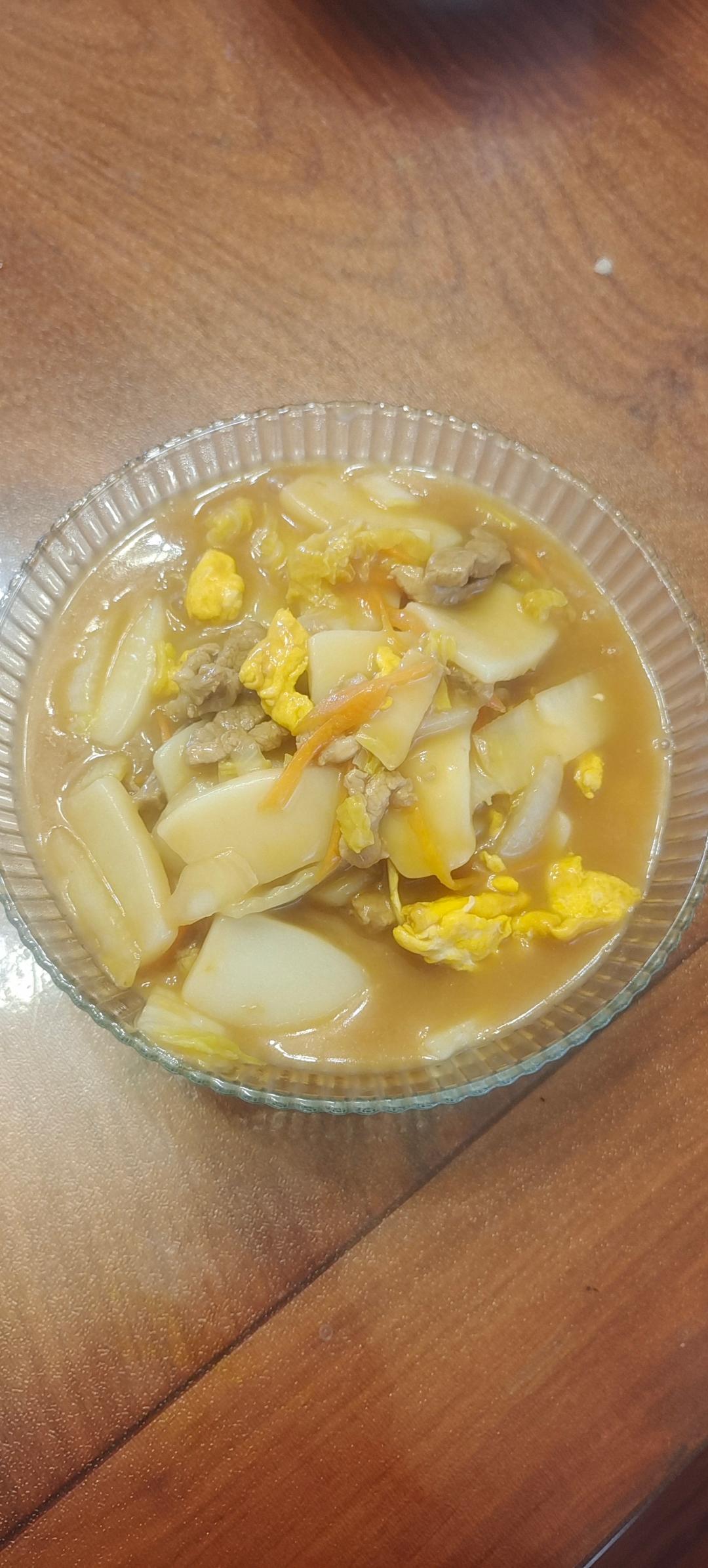 肉丝白菜炒年糕