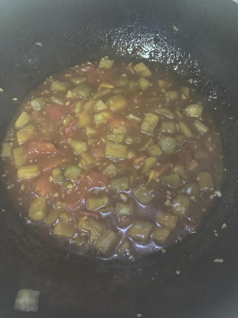 5分钟快手下饭菜#番茄炒茄子🍅番茄家族