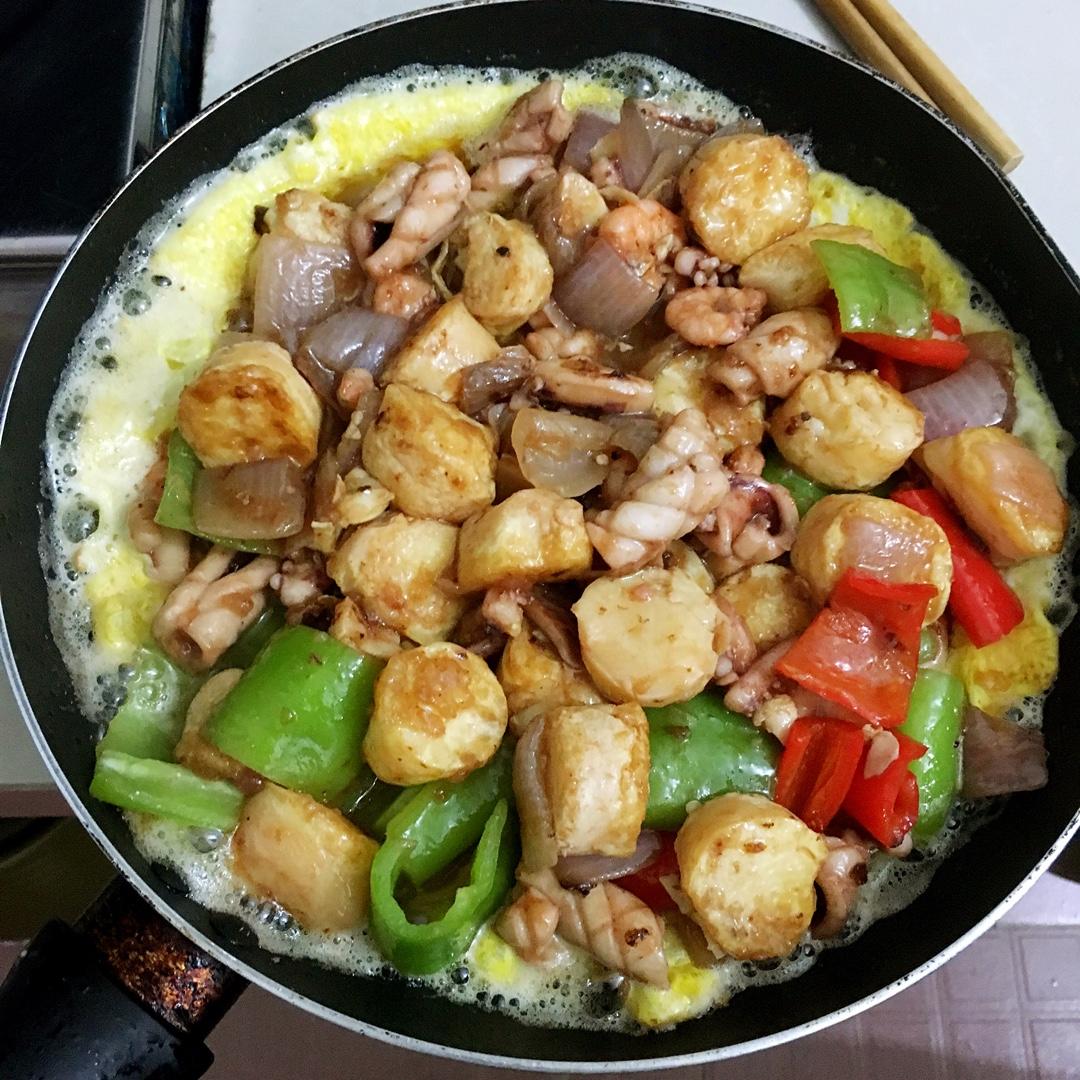 铁板海鲜日本豆腐 Seafood with Japanese Dofu