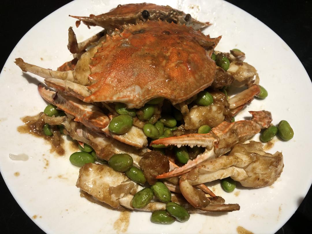 毛豆葱姜炒蟹