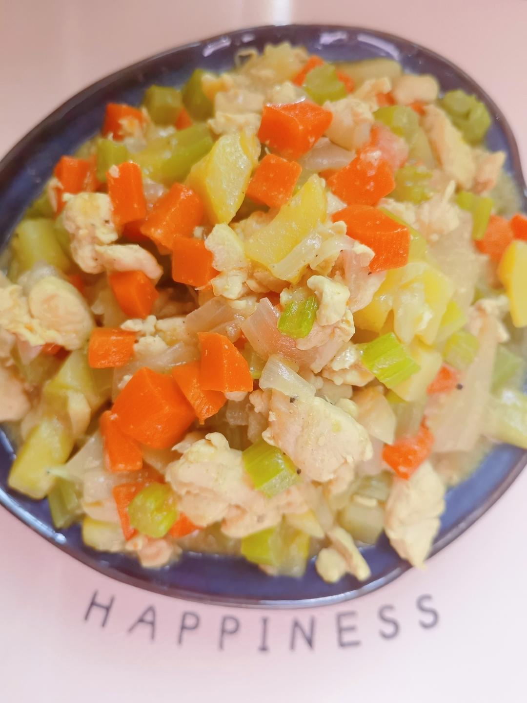 百梦多（好侍）咖喱鸡丁（洋葱胡萝卜土豆炒鸡胸）