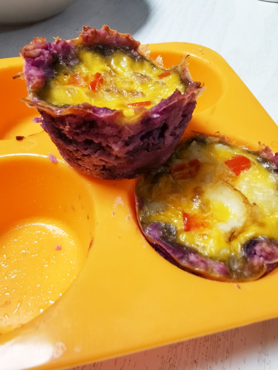 宝宝辅食-紫薯燕麦挞+青椒塞肉的做法 步骤1