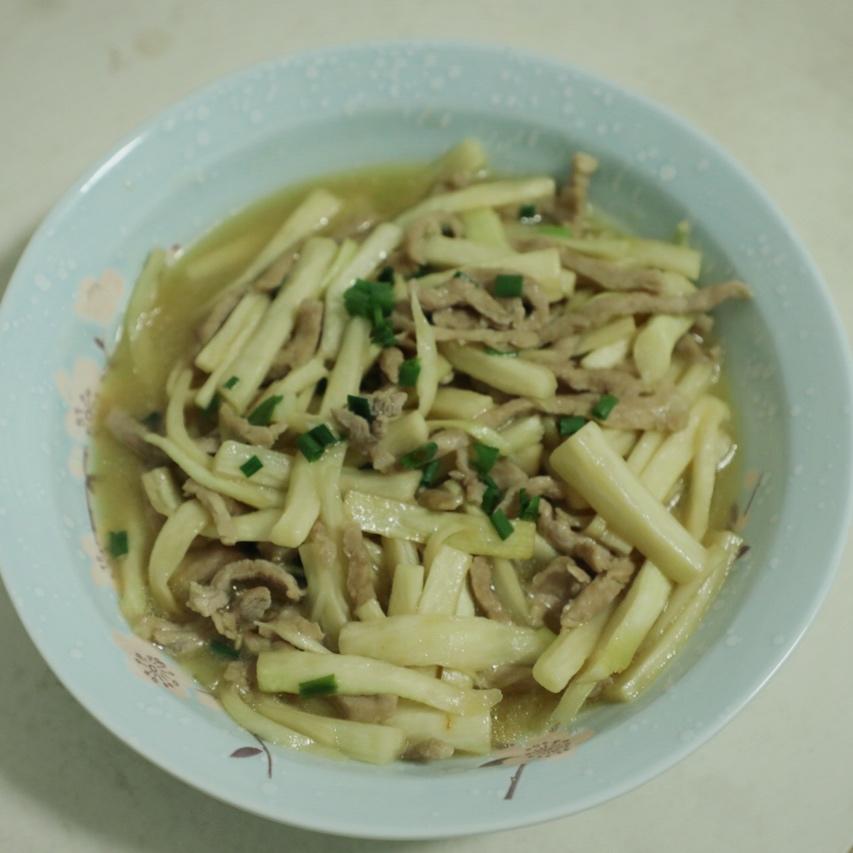 茭白青椒肉丝炒毛豆