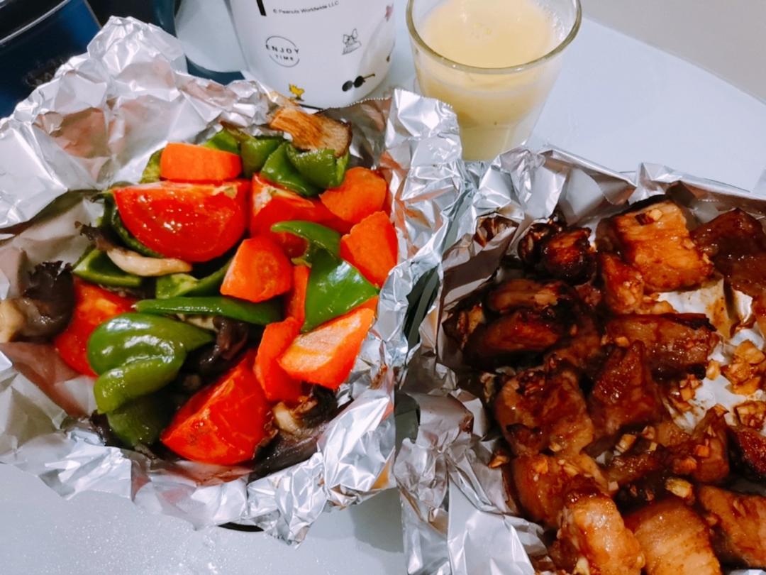 超简单空气炸锅五花肉烤肉～