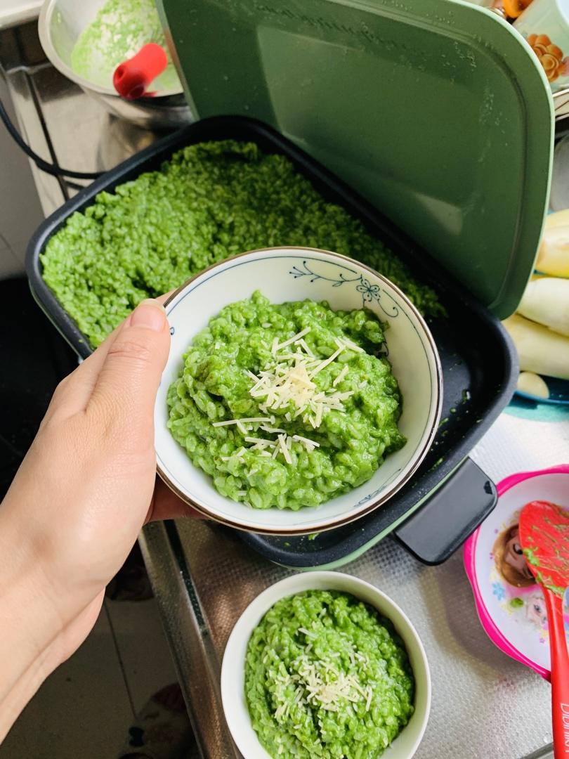 法式蒜香煎羊排配菠菜烩饭