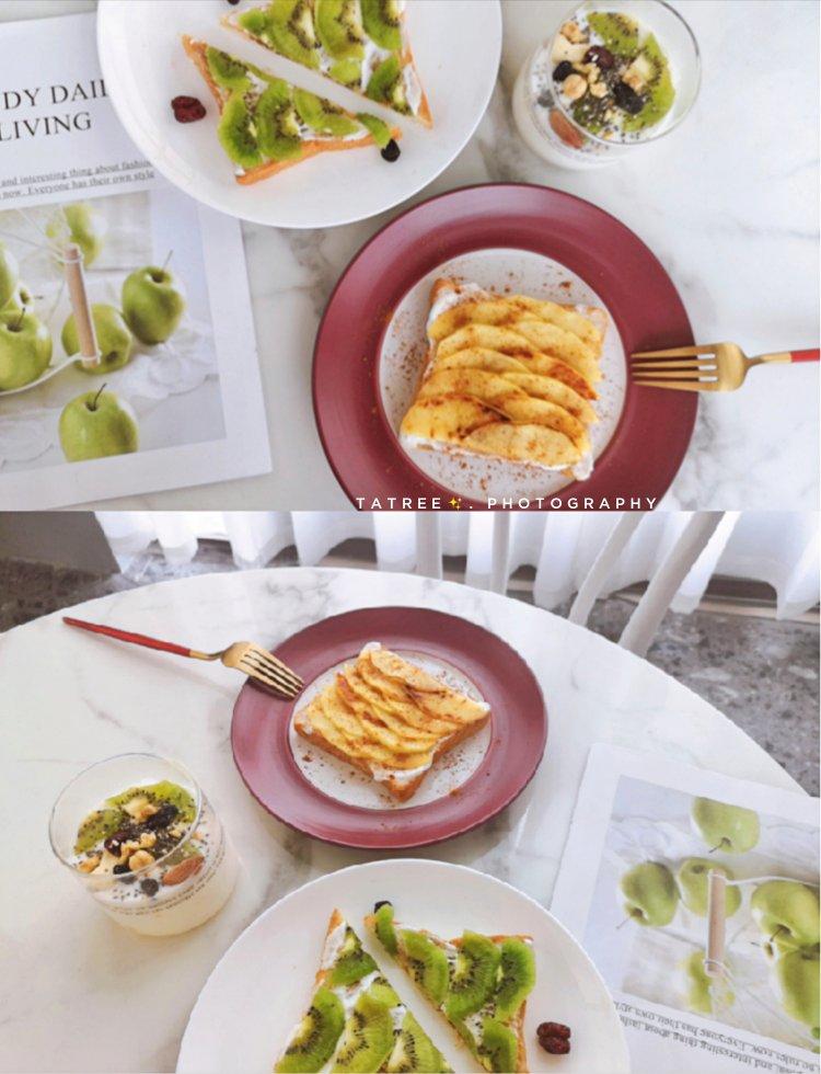 苹果肉桂开放式三明治