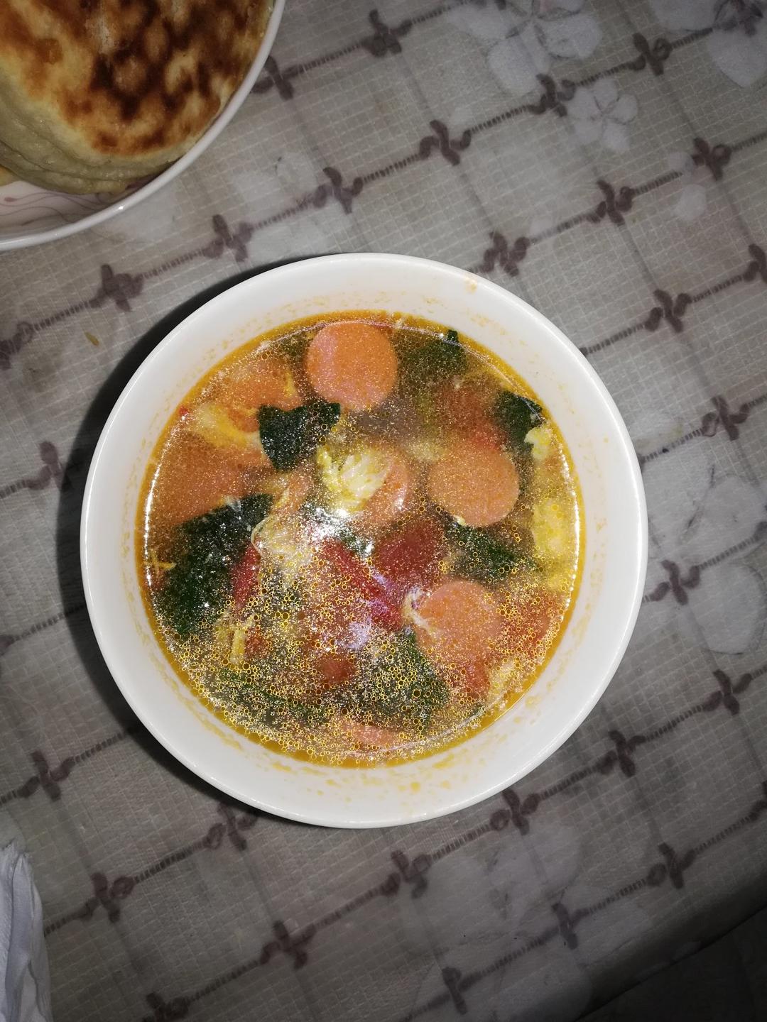 番茄鸡蛋菠菜汤
