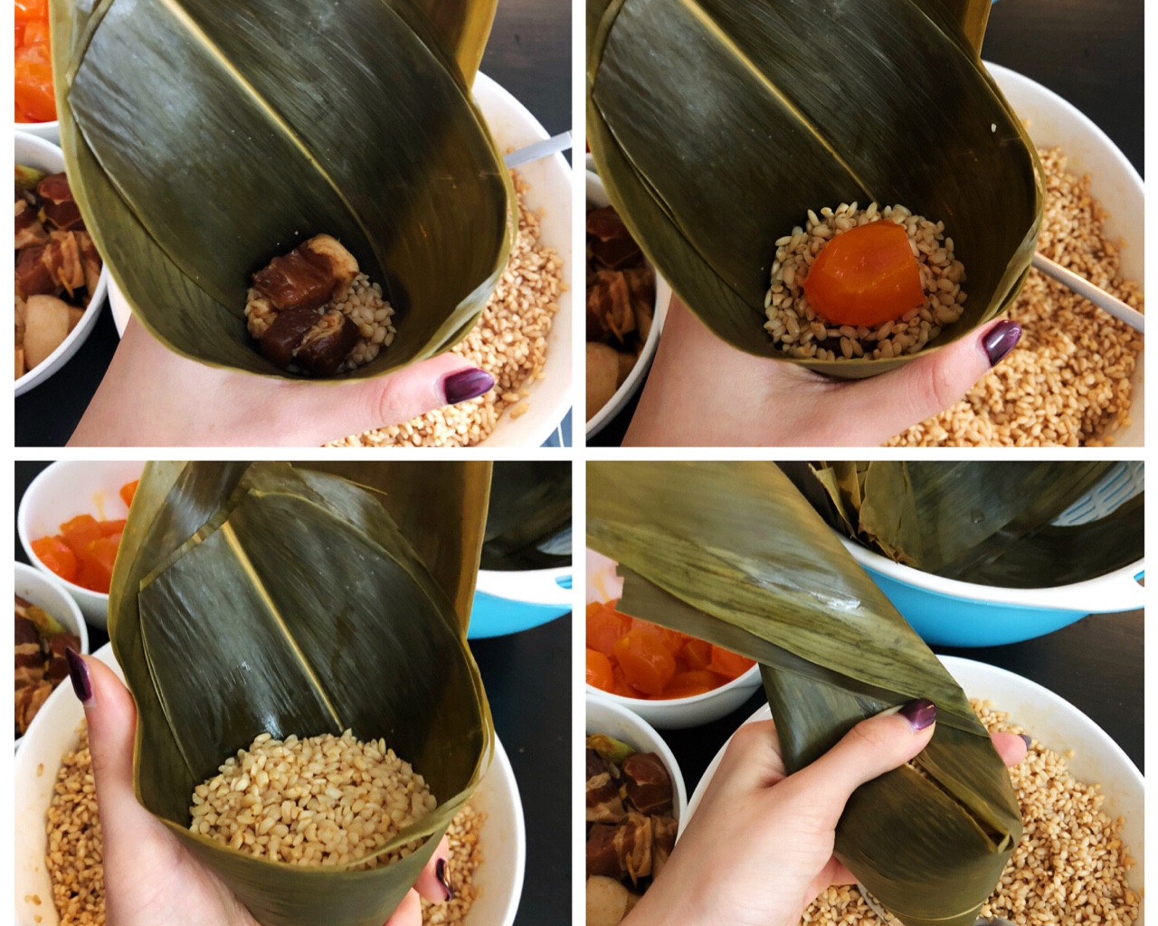 传统端午节蛋黄肉粽/蜜枣豆沙粽的做法 步骤3