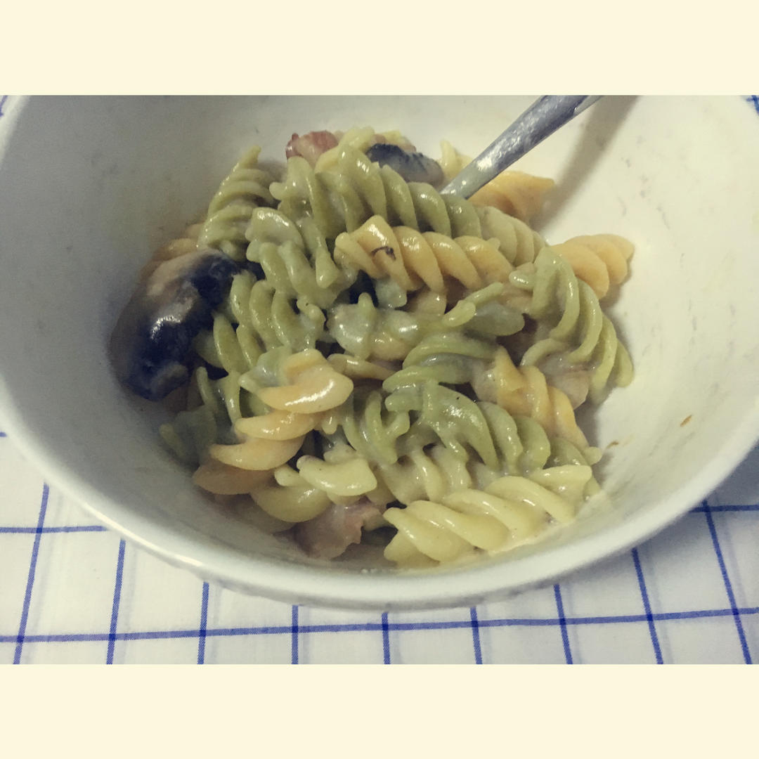 白汁蘑菇培根意粉