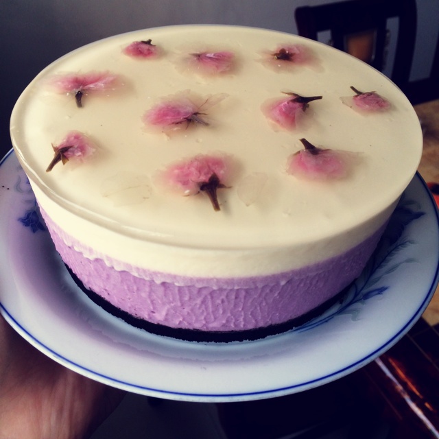 樱花双色紫薯慕斯