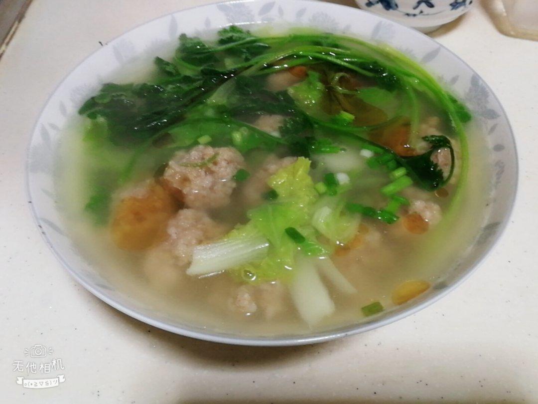 小白菜丸子汤