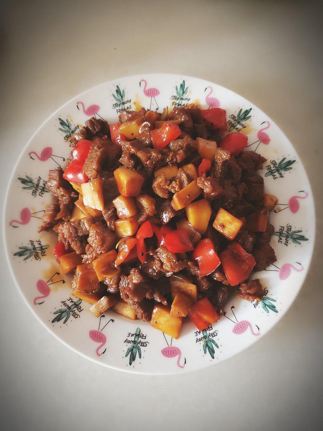 黑椒杏鲍菇炒牛肉| 简单快手