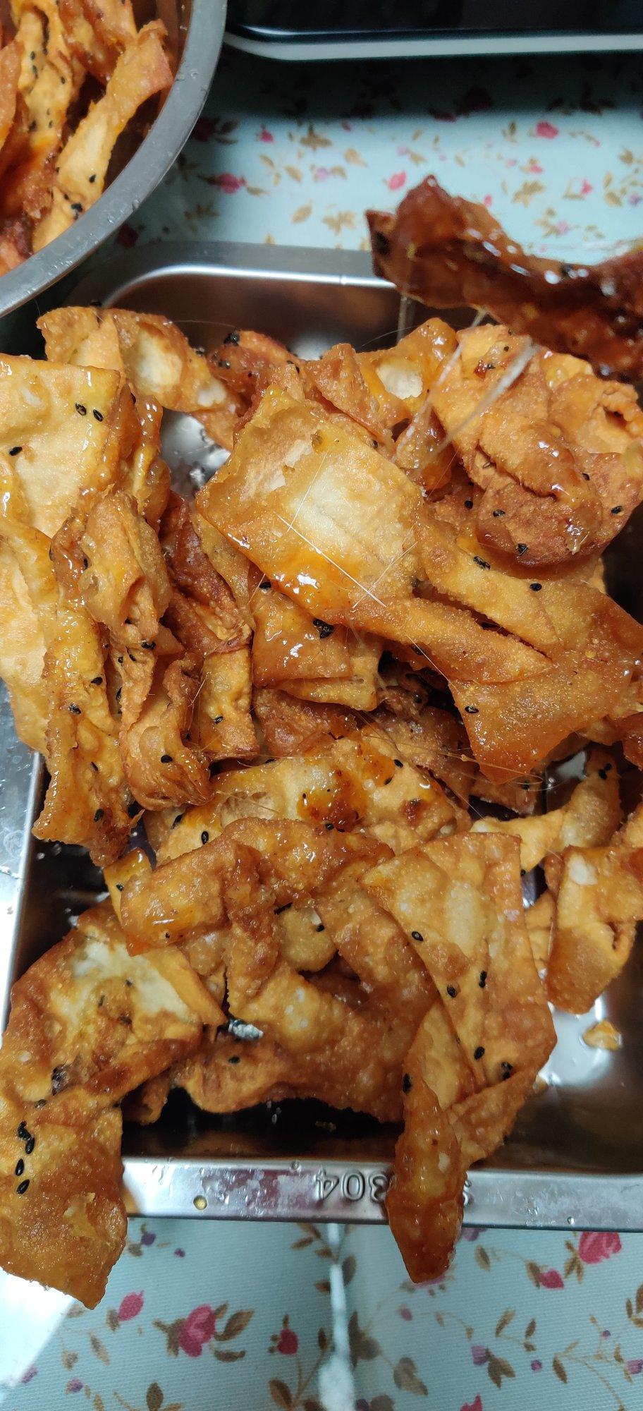 超简单炸排叉---馄饨皮版