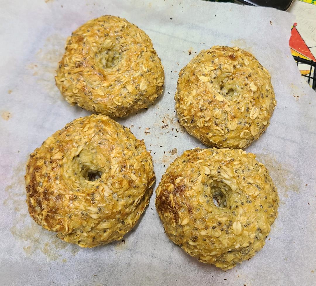 低卡燕麦贝果🥯无油无面粉搅一搅就成功