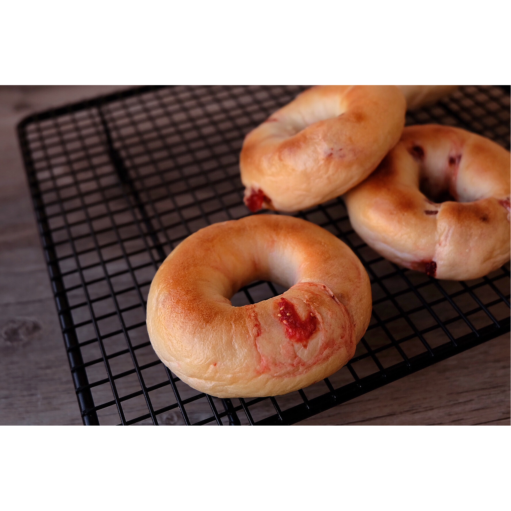 酸甜双莓贝果（冷藏发酵法）丨健康·烘焙