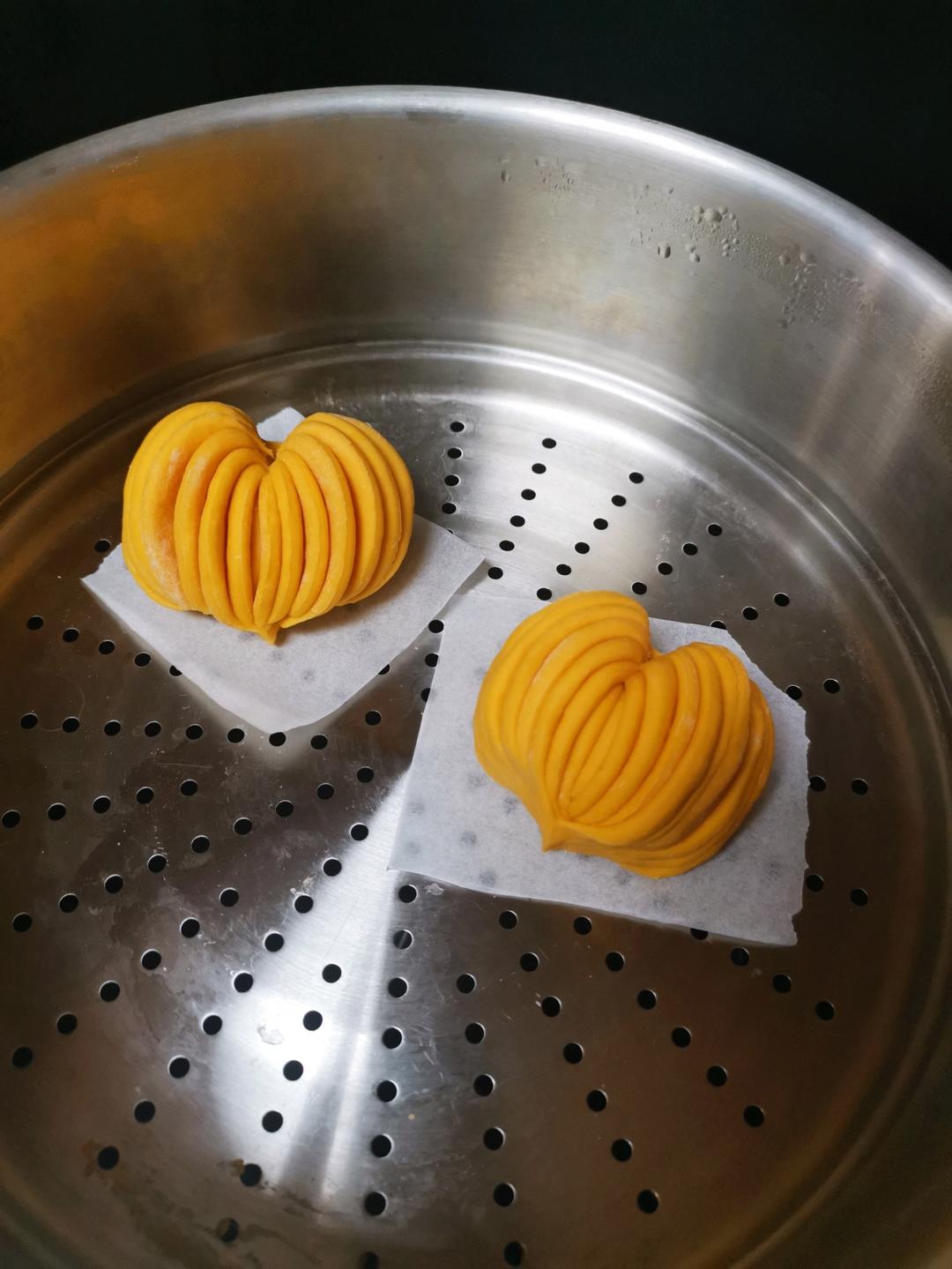 菠菜汁心形馒头 花卷（一次性发酵超治愈）