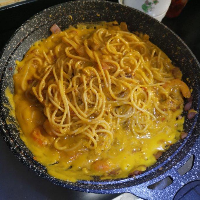 ⚠️低脂高蛋白🥚奶香浓香    🍝南瓜虾仁意面🍝