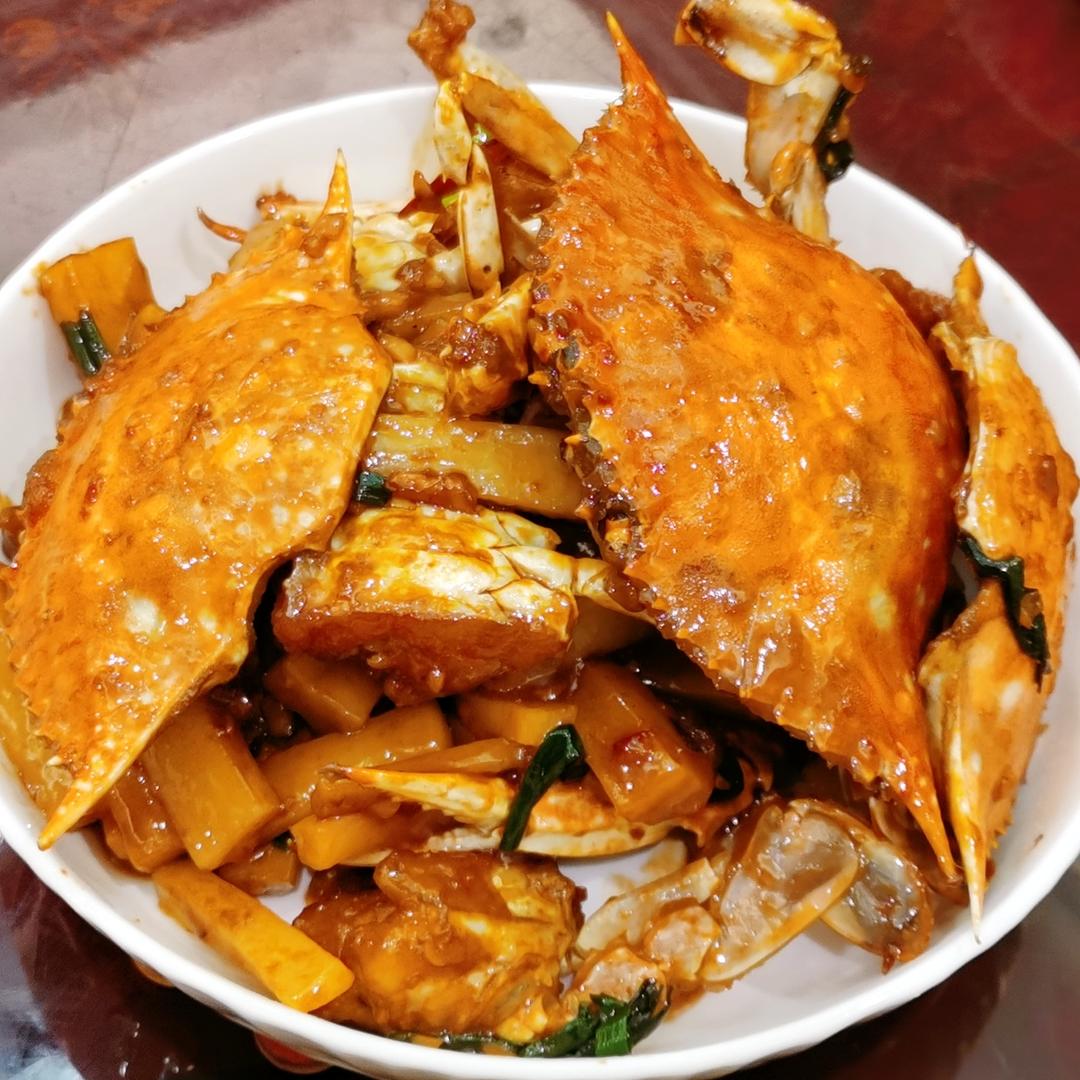 复刻餐厅388的梭子蟹炒年糕，真的简单又好吃！