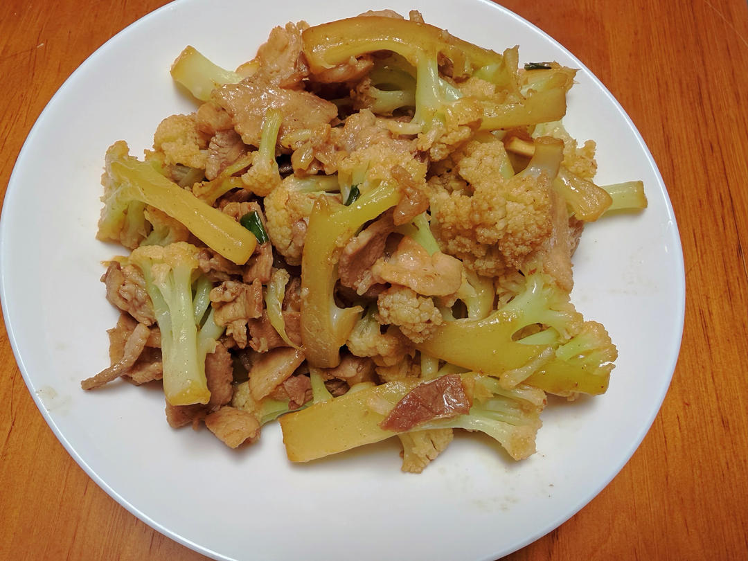 简菜谱——菜花肉片的做法