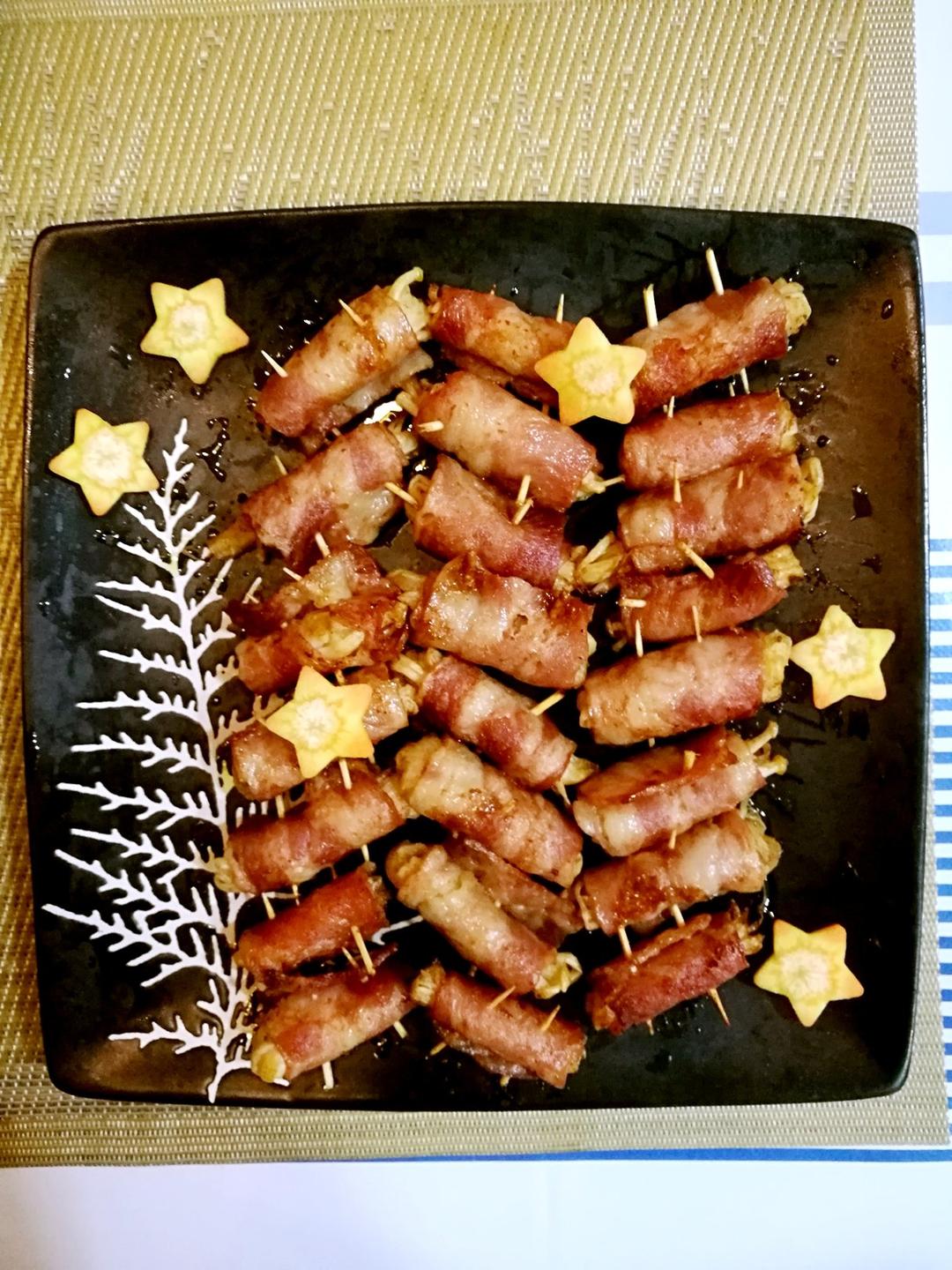 香煎培根金针菇卷