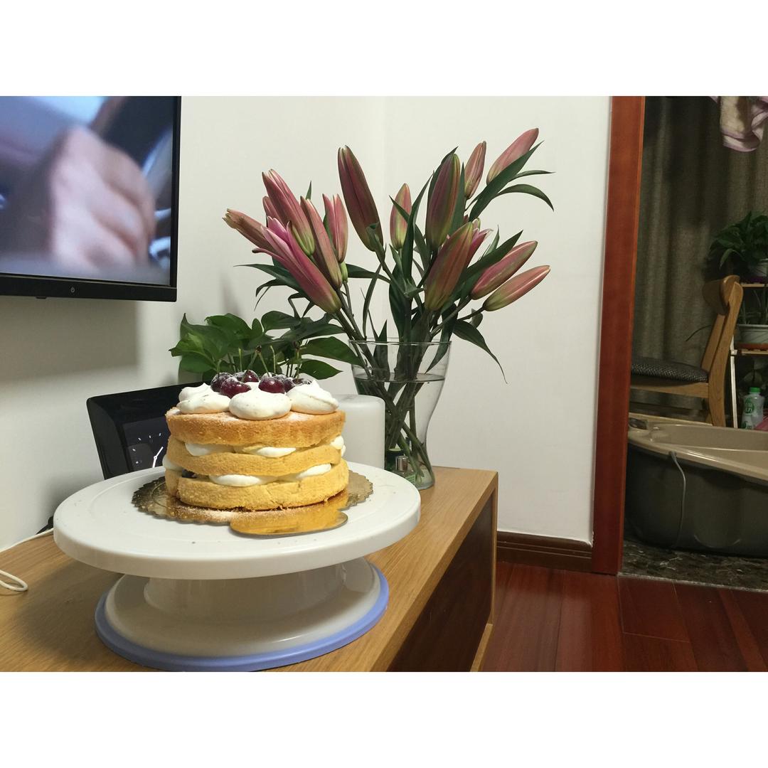 【零失败】不会裱花没关系的水果裸蛋糕 芒果裸蛋糕 完美戚风胚