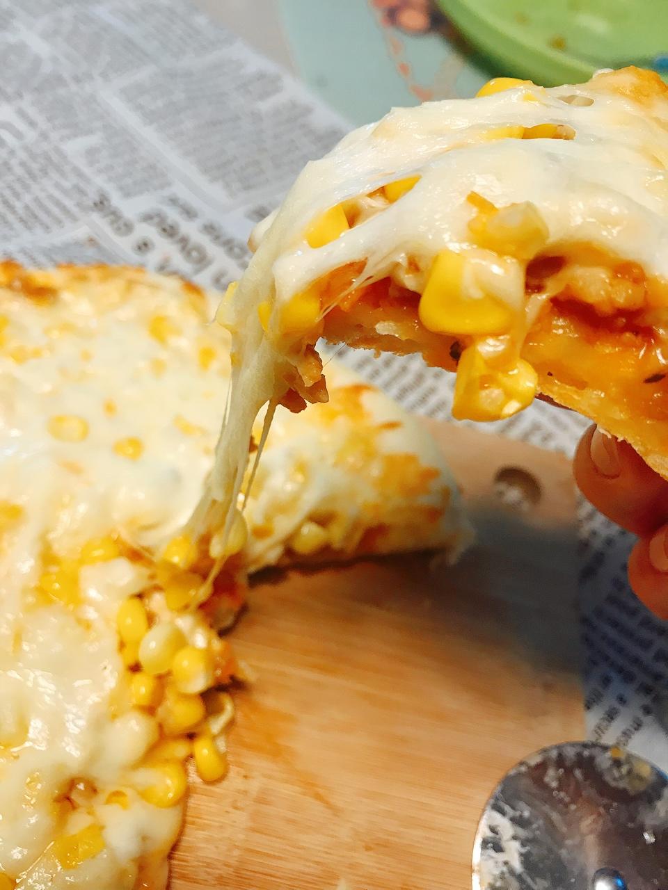 lluvia勇敢做的甜玉米披萨