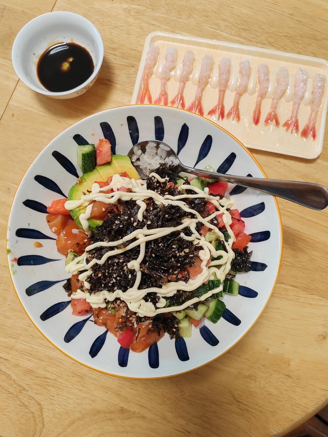 三分钟学会20欧一碗的三文鱼波奇碗poke bowl