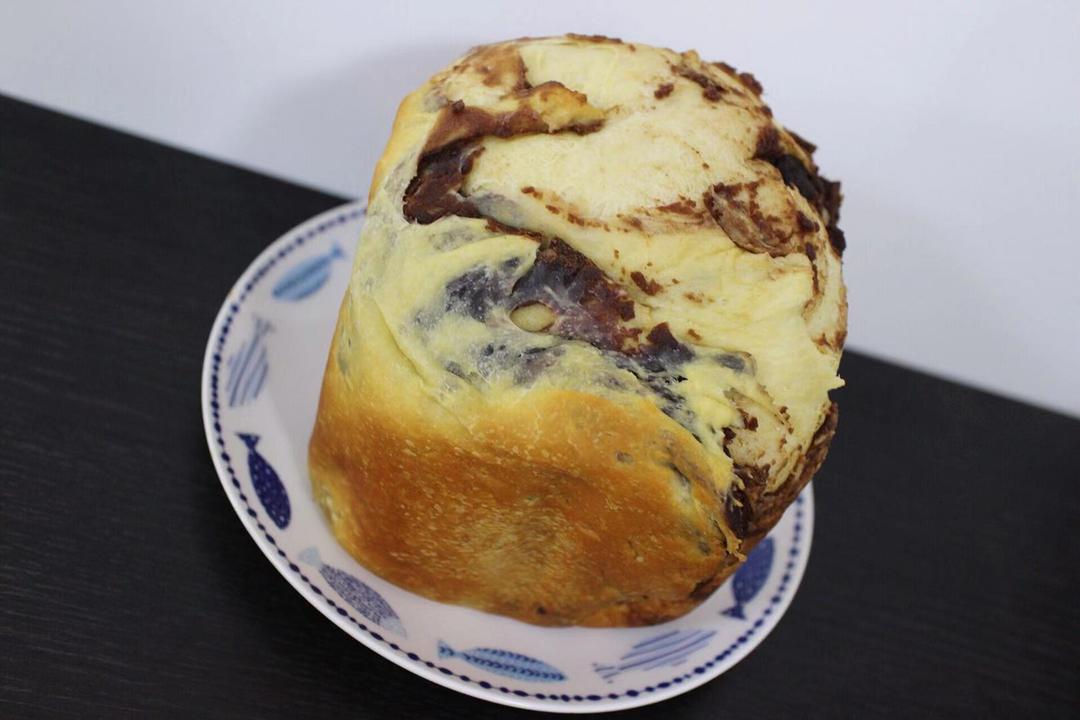 面包机版柔软拉丝豆沙面包