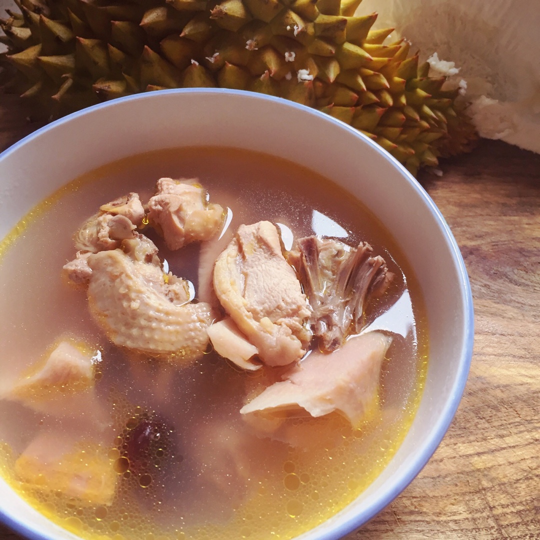 naturalsun9做的榴莲壳煲老母鸡汤