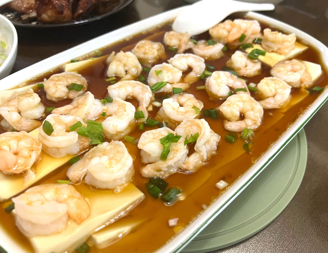 虾仁蒸豆腐