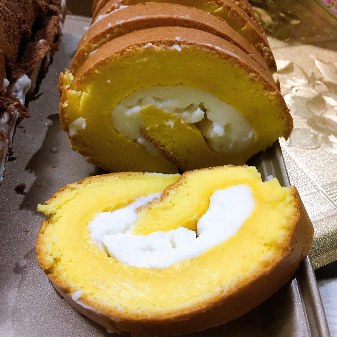 材料最简单的【低卡蛋糕卷】卡仕达戚风卷